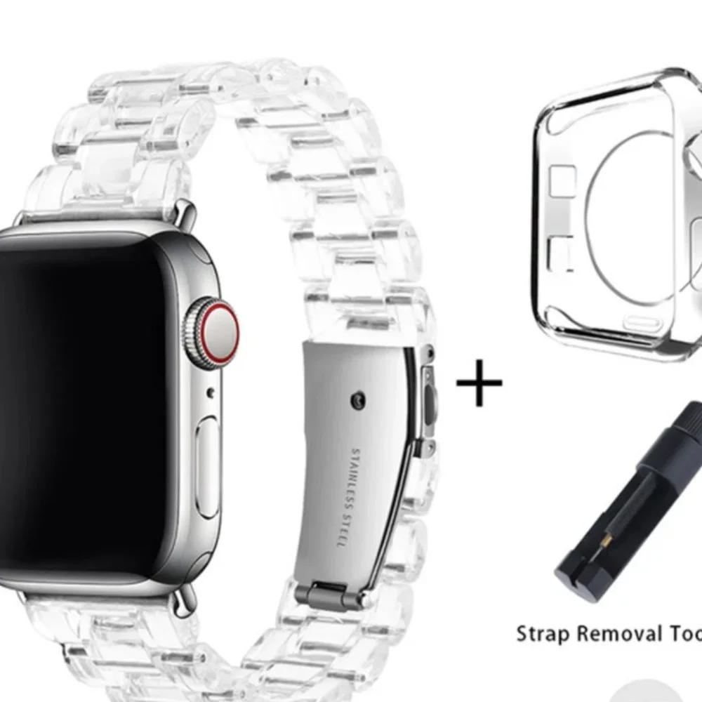 Clear Resin Apple Watch Band + Protective Shell
